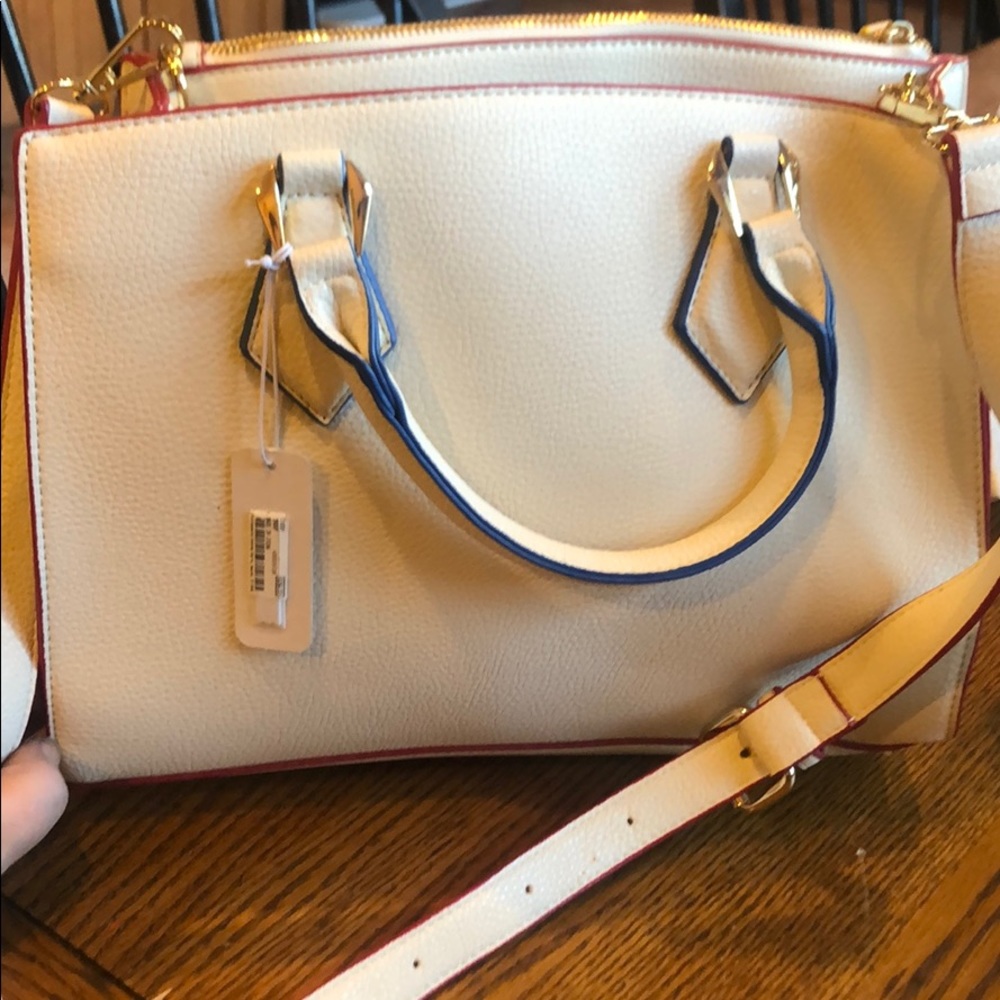 Francescas white bag moth multi color piping